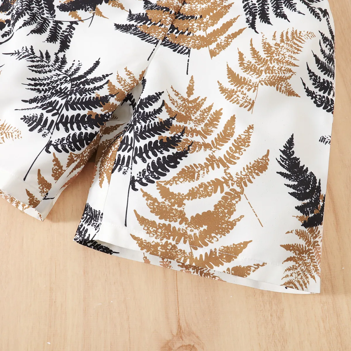 2pcs Kid Boy Tropical Plant Print Short-sleeve Tee and Shorts Set Brown image 5