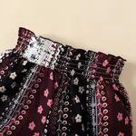 2pcs Kid Girl Solid Cami Top and Flower Print Shorts Set Black image 4