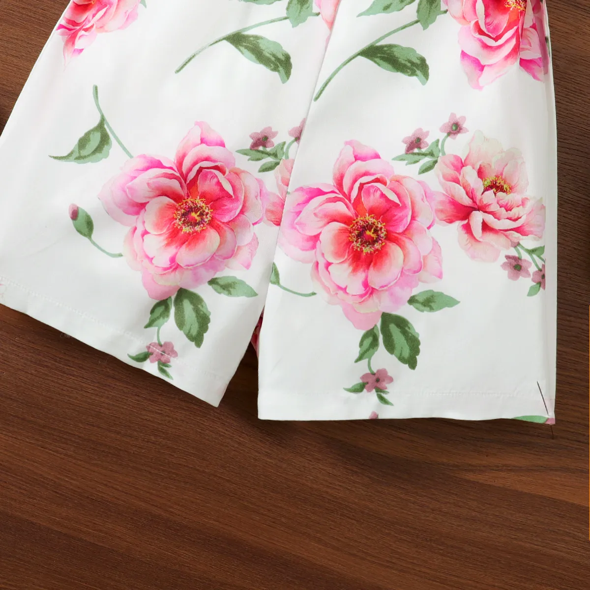 Kid Girl Allover Floral Print Belted Halter Romper Pink image 5