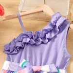 Kid Girl Colorful Striped Belted Ribbed Ruffle Slip Dress  image 4