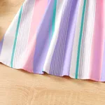 Kid Girl Colorful Striped Belted Ribbed Ruffle Slip Dress  image 6