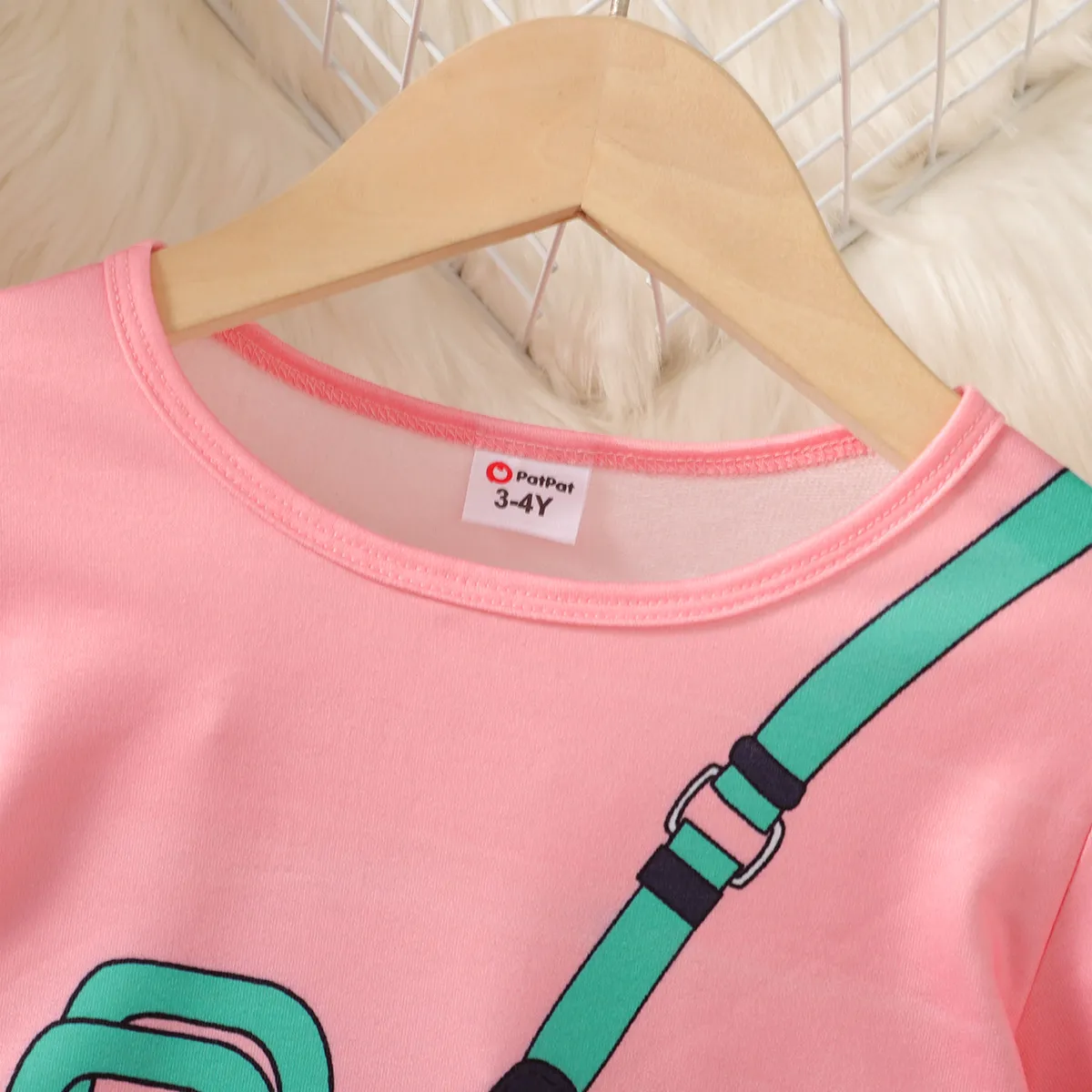Toddler Girl Satchel Bag Print Ruffle Long-sleeve Dress  image 3