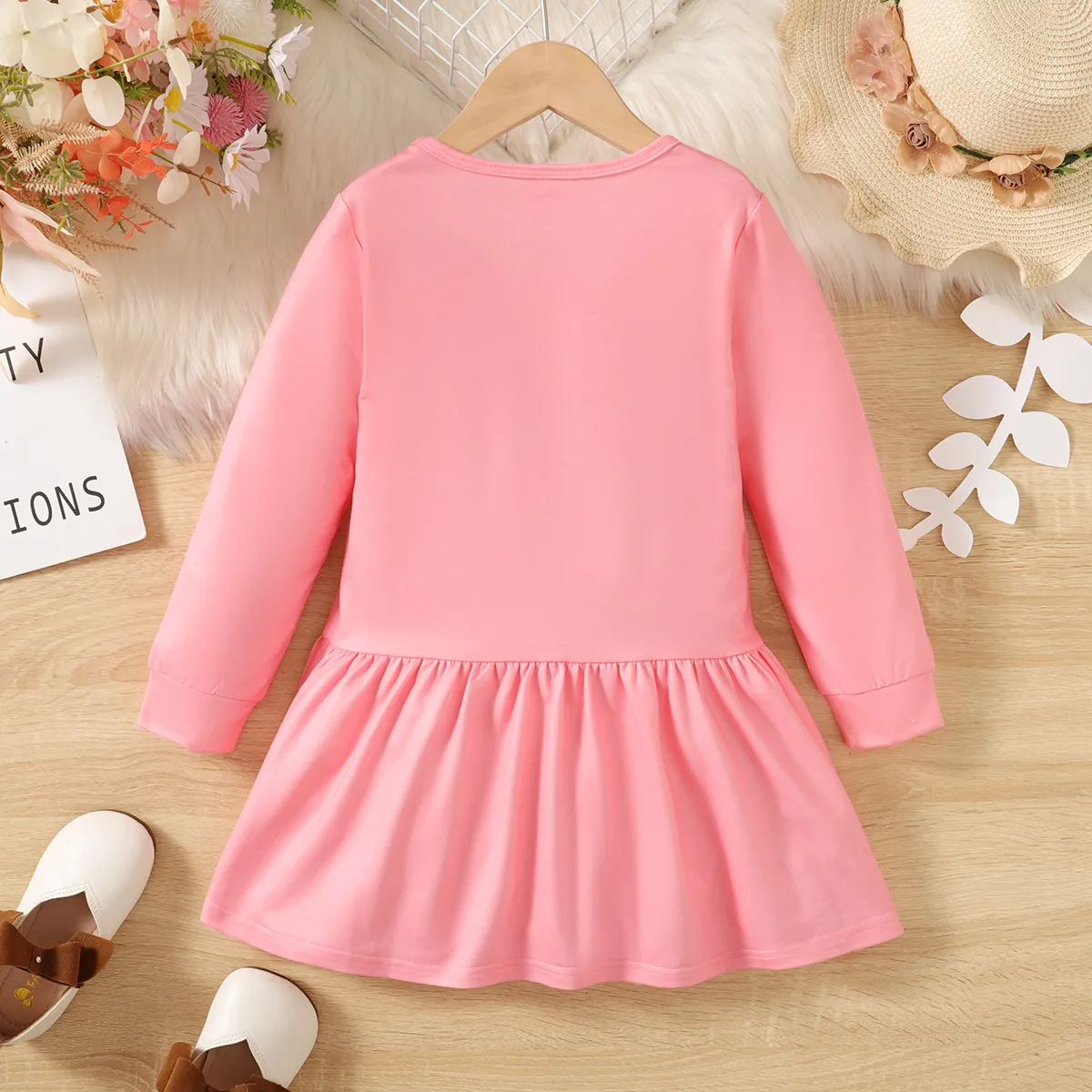 Toddler Girl Satchel Bag Print Ruffle Long-sleeve Dress  image 2