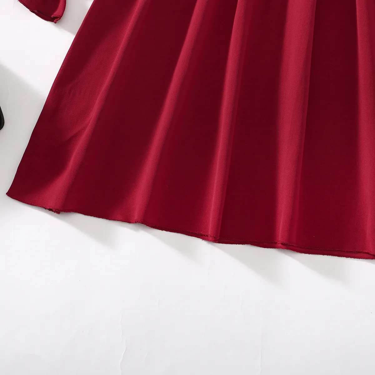 Kid Girl Ruffle Slip Solid Long-sleeve Dress  image 4