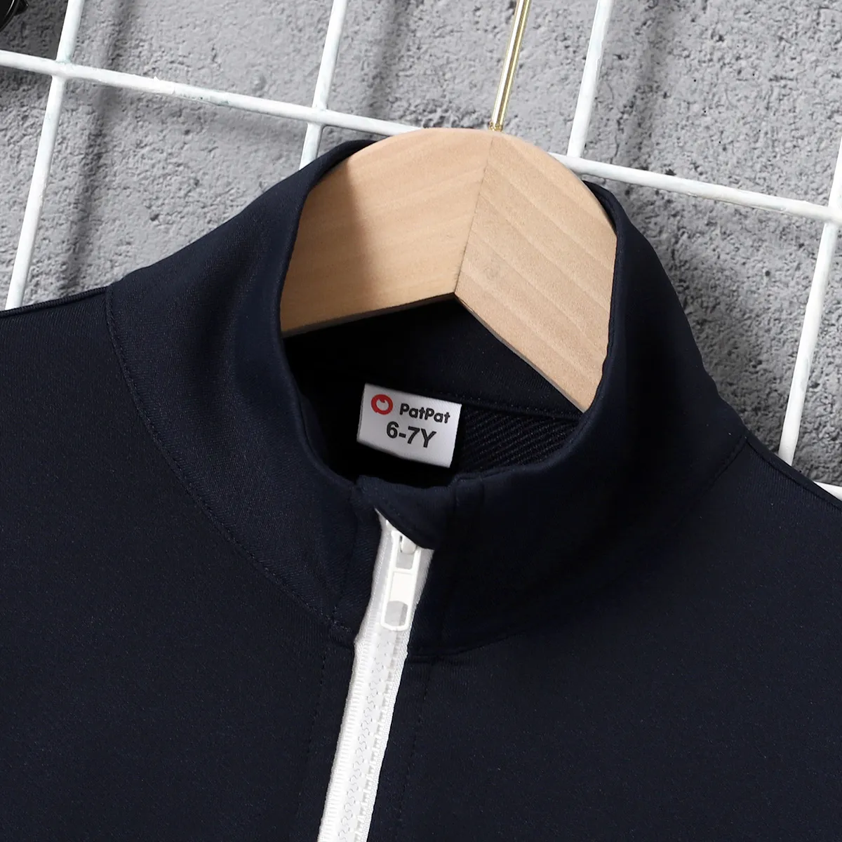 Toddler Boy/Girl Letters Print Zipper Lapel Collar Sweatshirt  Dark Blue image 5