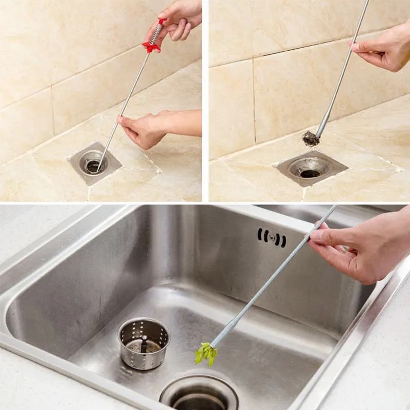 Drain Clog Water Sink Cleaner Snake Unblocker Kitchen Bath Rod Hair Remover Toilet Dredge Pipe Bathroom Kitchen Clean Multi-color big image 1