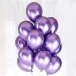 10Pcs Metallic Chrome Balloons Birthday, Wedding, Graduation Season Decoration Purple