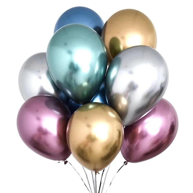 10 globos metálicos cromados para cumpleaños, bodas, decoración de temporada de graduación. Multicolor big image 1