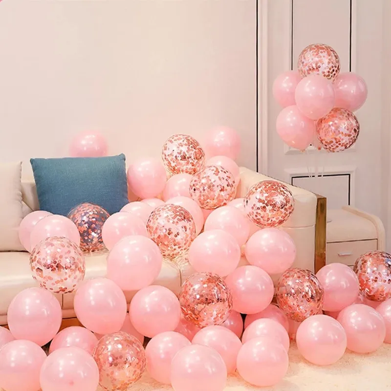 20pcs maca rosa sequin balão de decoração de casamento decoração de festa de aniversário Ouro de Rosa big image 1