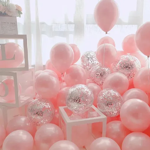 20PCS Maca Pink Sequin Balloon Decoration Wedding Birthday Party Decoration