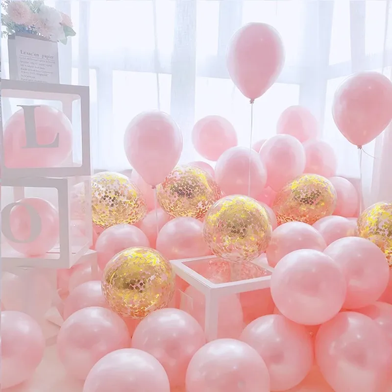 20pcs maca rosa de lentejuelas globo de la decoración fiesta de cumpleaños decoración de la boda Oro