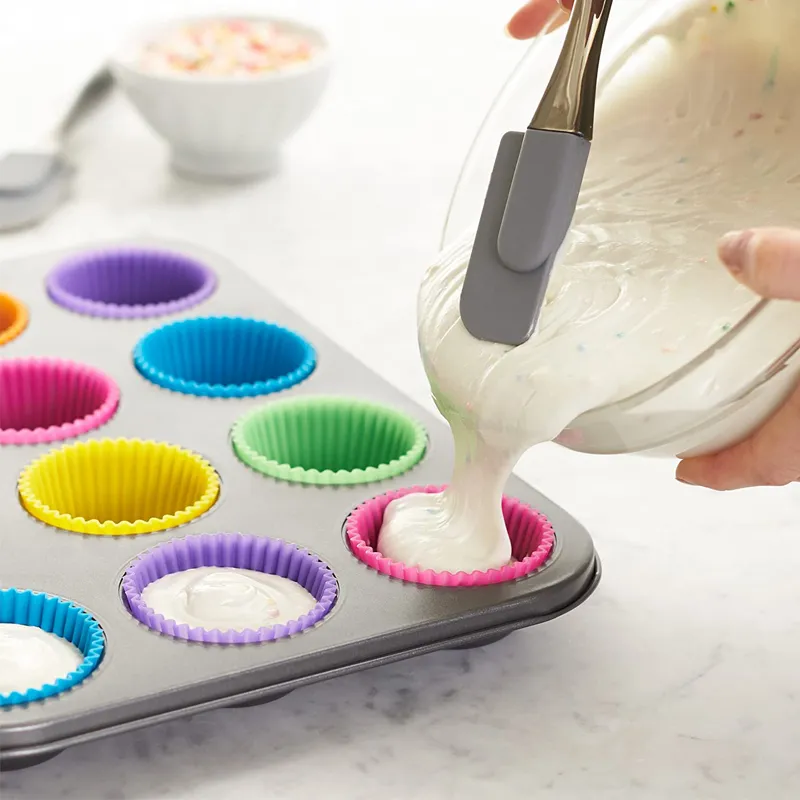 molde de bolo de silicone em forma redonda muffin moldes de cozimento de cozinha fabricante de assadeiras diy ferramentas de decoração de bolo Multicolorido big image 1