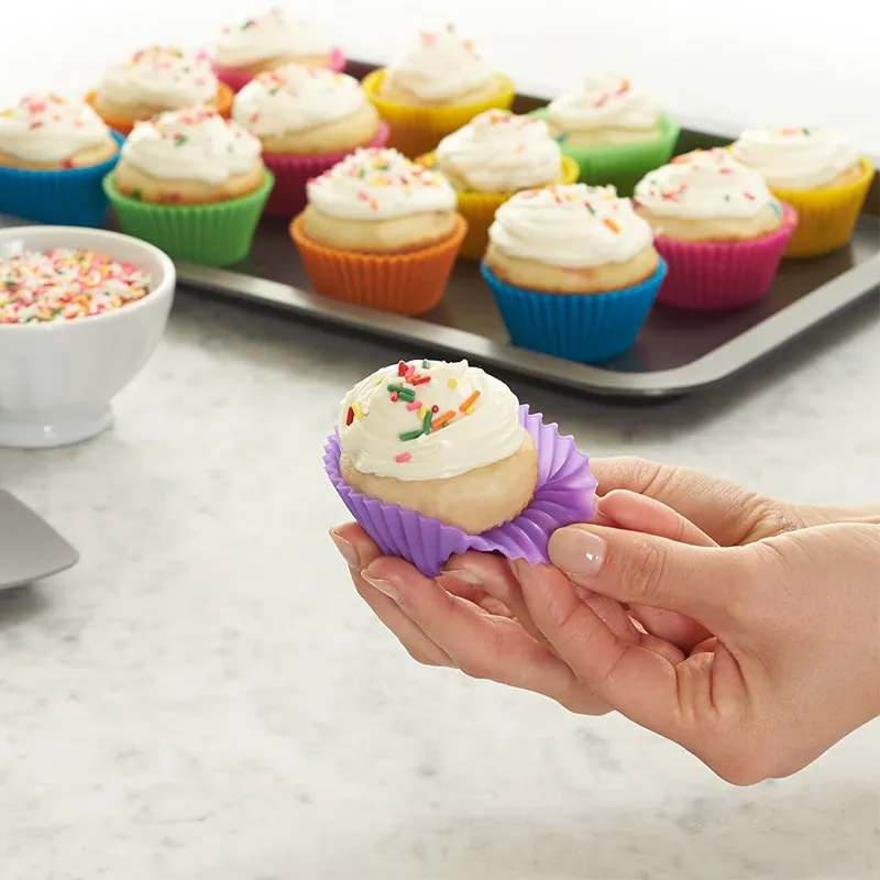 سيليكون قالب الكعكة شكل دائري الكعك كب كيك قوالب الخبز المطبخ الطبخ خبز صانع لتقوم بها بنفسك أدوات تزيين الكعكة متعدد الألوان big image 1
