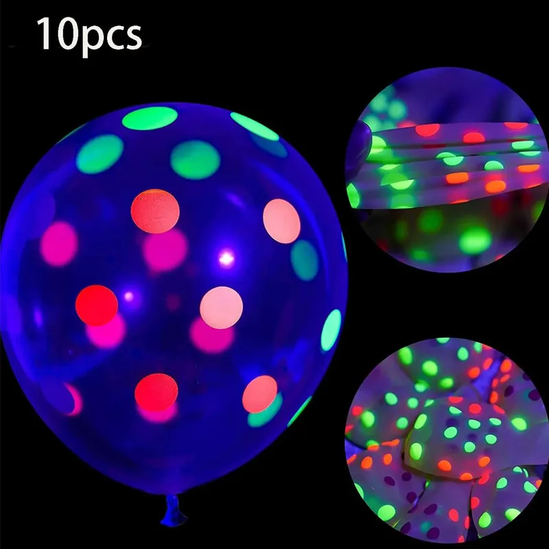 10-pack Colorful Flashing Luminous Balloon Lights for Wedding Birthday Party Decorations (Glow Under Violet Light) Multi-color big image 1