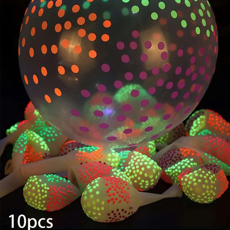 10-pack Colorful Flashing Luminous Balloon Lights for Wedding Birthday Party Decorations (Glow Under Violet Light) Color block