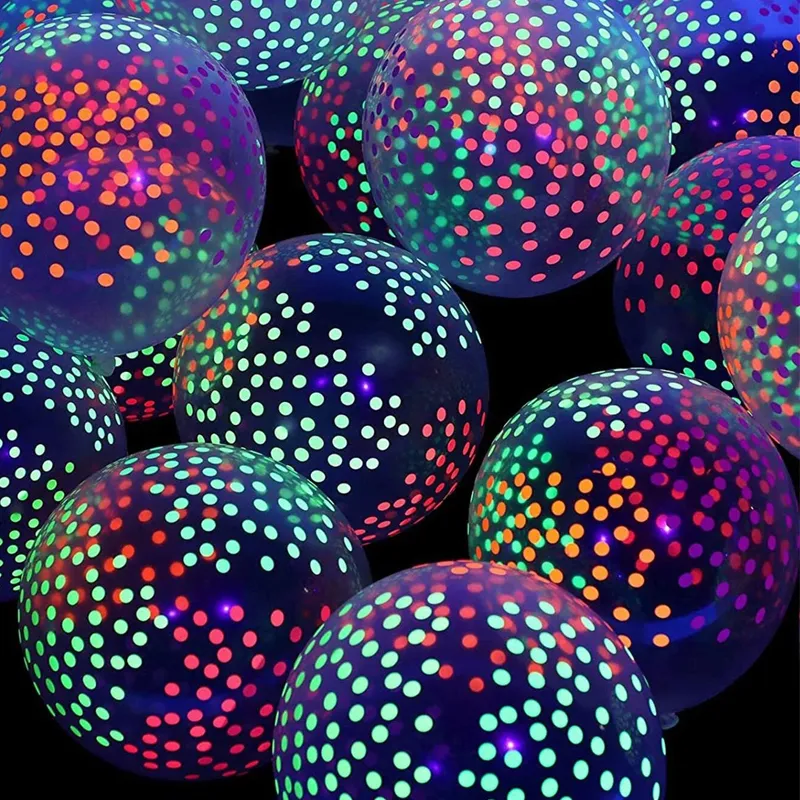 Paquete de 10 luces de globos luminosas intermitentes de colores para decoraciones de bodas y fiestas de cumpleaños (brillan bajo la luz violeta) Bloque de color big image 1