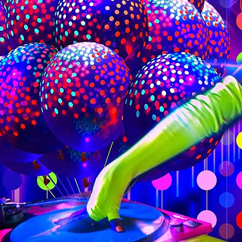 Pacote de 10 luzes coloridas em balão luminoso piscando para decorações de festas de aniversário de casamento (brilham sob a luz violeta) Bloco de Cor big image 1