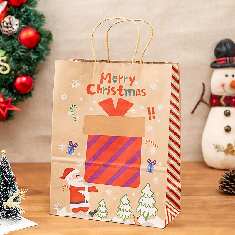 

4-pack Christmas Kraft Paper Bag Gift Packaging Handle Bag