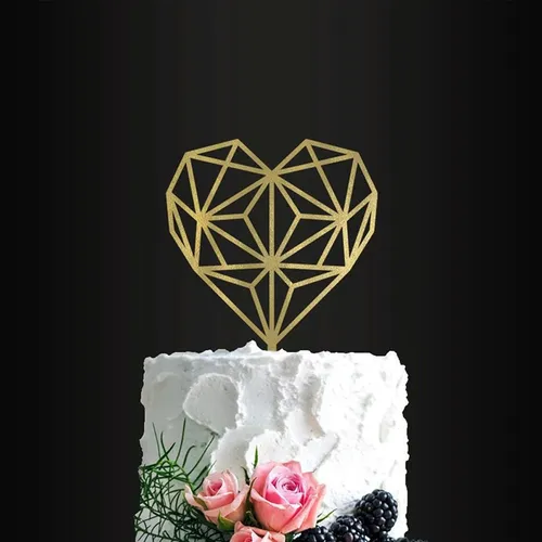 en forme de coeur acrylique gâteau topper insérer plug-in saint valentin fête d'anniversaire décoration de gâteau insérer drapeau plug-in cuisson décoration fournitures