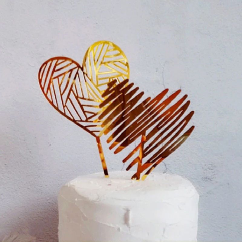 En Forme De Coeur Acrylique Gâteau Topper Insérer Plug-in Saint Valentin Fête D'anniversaire Décoration De Gâteau Insérer Drapeau Plug-in Cuisson Déco