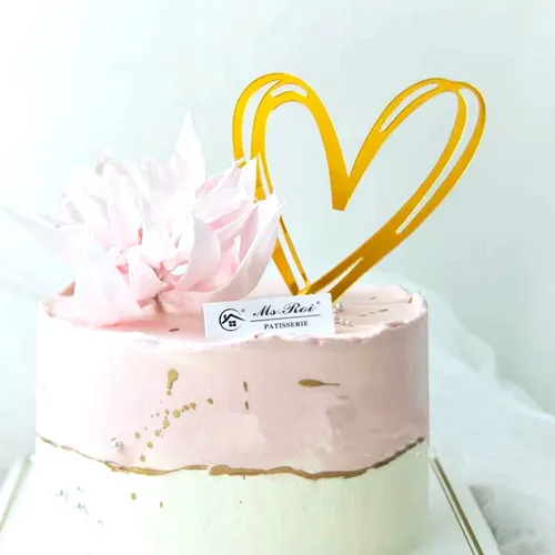 Heart-shaped Acrylic Cake Topper Insert Plug-in  Birthday Party Cake Decor Insert Flag Plug-in Baking Decoration Supplies