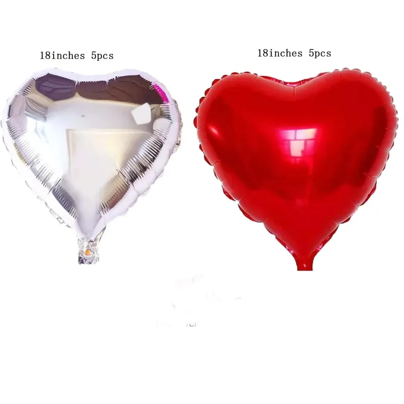Confezione da 10 palloncini in alluminio con pellicola a forma di palloncino a forma di cuore per la decorazione della festa di anniversario di matrimonio di San Valentino Rosso big image 1