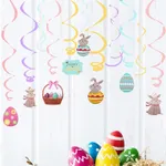 8-pack Easter Hanging Swirl Spiral Pendant Decor Easter Egg Bunny Rabbit Hanging Ceiling Decorations for Home Classroom Easter Party Supplies  image 2