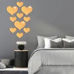 10-pack 3D Acrylic Heart Mirrors Sticker Mirror Surface Heart Wall Sticker Art Wall Sticker Decal for Living Room Bedroom Home Decor Supplies  image 2