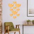 10-pack 3D Acrylic Heart Mirrors Sticker Mirror Surface Heart Wall Sticker Art Wall Sticker Decal for Living Room Bedroom Home Decor Supplies  image 2