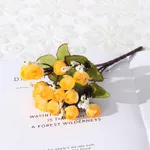 1 maço / 5 maços mini rosas artificiais buquês de rosas falsas buquês de flores artesanato para festa de casamento dia dos namorados decoração de casa Amarelo