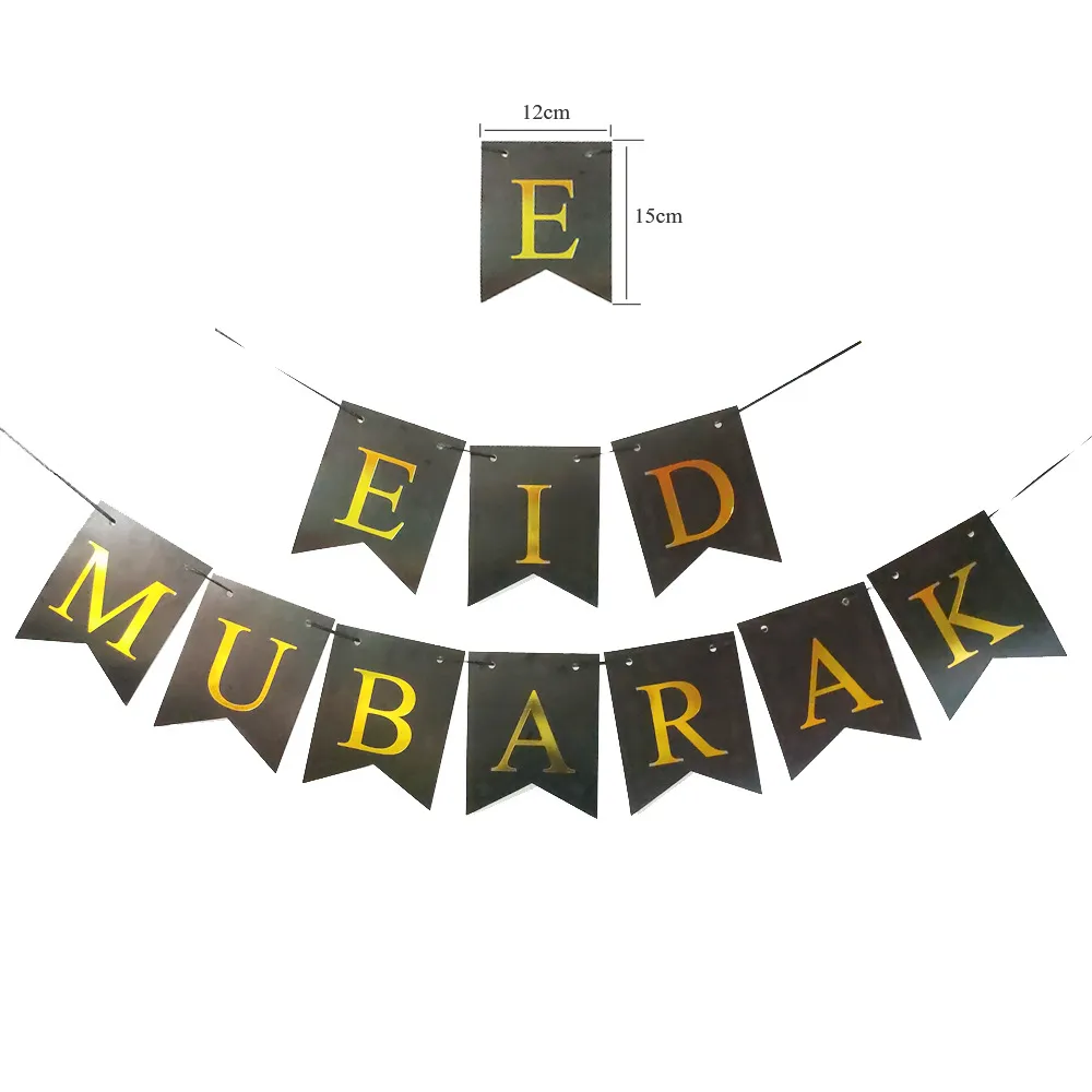 eid mubarak banner paper banner bunting eid mubarak outdoor داخلي حفلة منزلية ديكور معلق أسود big image 1