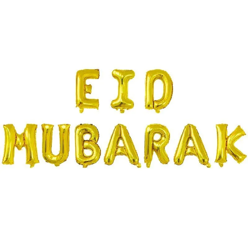 Balões de folha de Mubarak eid Mubarak Decoração de Festa Suprimentos Decoração de Ramadã Balões de Letras Eid Muçulmanas Dourado big image 1