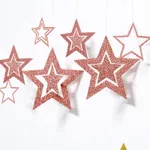 Confezione da 7 stelle cave glitterate ghirlanda di carta stamina decorazione da appendere striscione decorazione sullo sfondo per l'arredamento della festa del festival mubarak eid Rosa Dorato