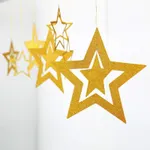 Confezione da 7 stelle cave glitterate ghirlanda di carta stamina decorazione da appendere striscione decorazione sullo sfondo per l'arredamento della festa del festival mubarak eid Oro