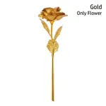 Gold Foil Rose Long Stem Simulation Rose Flower Romantic Gift for Mother's Day Valentine's Day Anniversary Gold