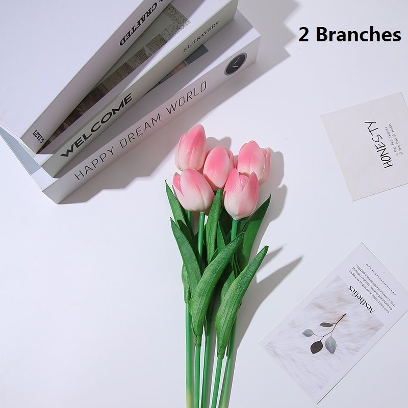 2-pack / 5-pack Tulips Artificial Flowers PU Real Touch Fake Tulips Flowers  For Table Office Wedding Dining Room Home Decoration