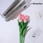 Paquete de 2/paquete de 5 tulipanes flores artificiales pu toque real tulipanes falsos flores para mesa oficina boda comedor decoración del hogar Rosado