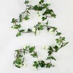 22 cabeças de flores artificiais de videira rosa falsa penduradas plantas rose ivy casamento festa do dia dos namorados decoração de fundo de jardim Branco