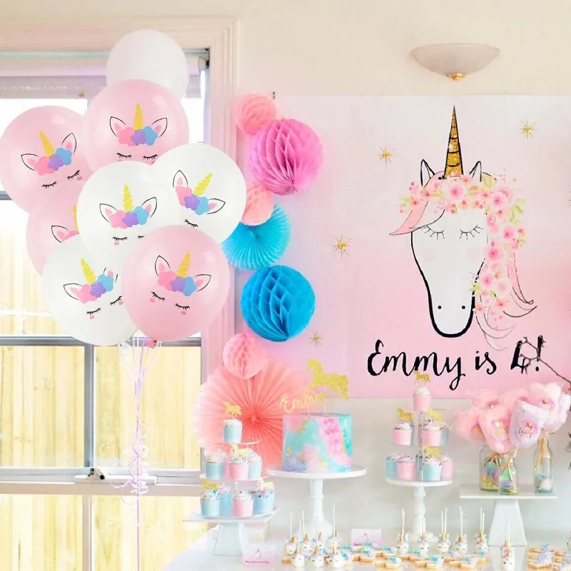 Paquete de 10 globos de unicornio, globo de unicornio de látex grueso para fiesta temática de unicornio, fiesta de cumpleaños para niños, decoración de fiesta Blanco big image 1