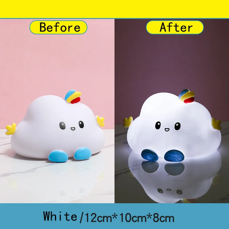 Creative Clouds Night Light Soft Vinyl Night Lamp Home Atmosphere Bedroom Bedside Lamp Blanco big image 1