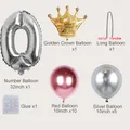 19-pack Numbers Crown Aluminum Foil Balloon and Latex Balloon Set Birthday Party Wedding Column Road Guide Balloon Party Decoration  image 2
