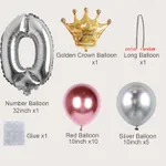 19-pack Numbers Crown Aluminium Foil Balloon et Latex Balloon Set Birthday Party Wedding Column Road Guide Balloon Party Decoration Multicolore
