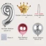 19-pack Numbers Crown Aluminum Foil Balloon and Latex Balloon Set Birthday Party Wedding Column Road Guide Balloon Party Decoration Color-E