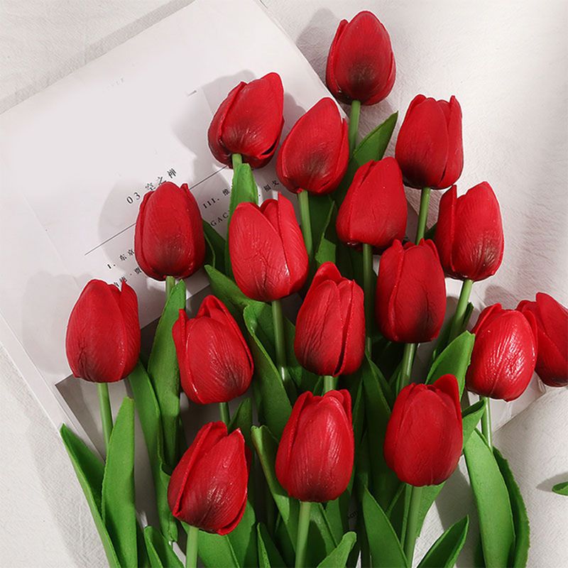 2-pack / 5-pack Tulipes Fleurs Artificielles Pu Real Touch Faux Tulipes Fleurs Pour Table Bureau Mariage Salle à Manger Décoration De La Maison