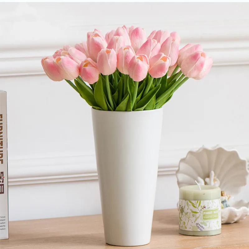 2-pack/5-pack tulipas flores artificiais pu toque real tulipas falsas flores para mesa escritório casamento sala de jantar decoração de casa