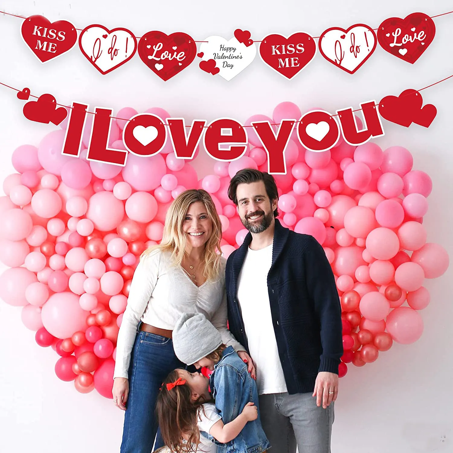 2-pack I Love You Banner and Heart Letters "Kiss Me & I Do & Love" for Wedding Proposal Valentine's Day Wedding Engagement Home Indoor Party Decor Ornament  image 4