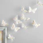 4-pack Handmade Butterfly Wall Decoration Feather 3D Wall Decals for Girls Room Bedroom Home Backdrop Decor Stickers  image 2