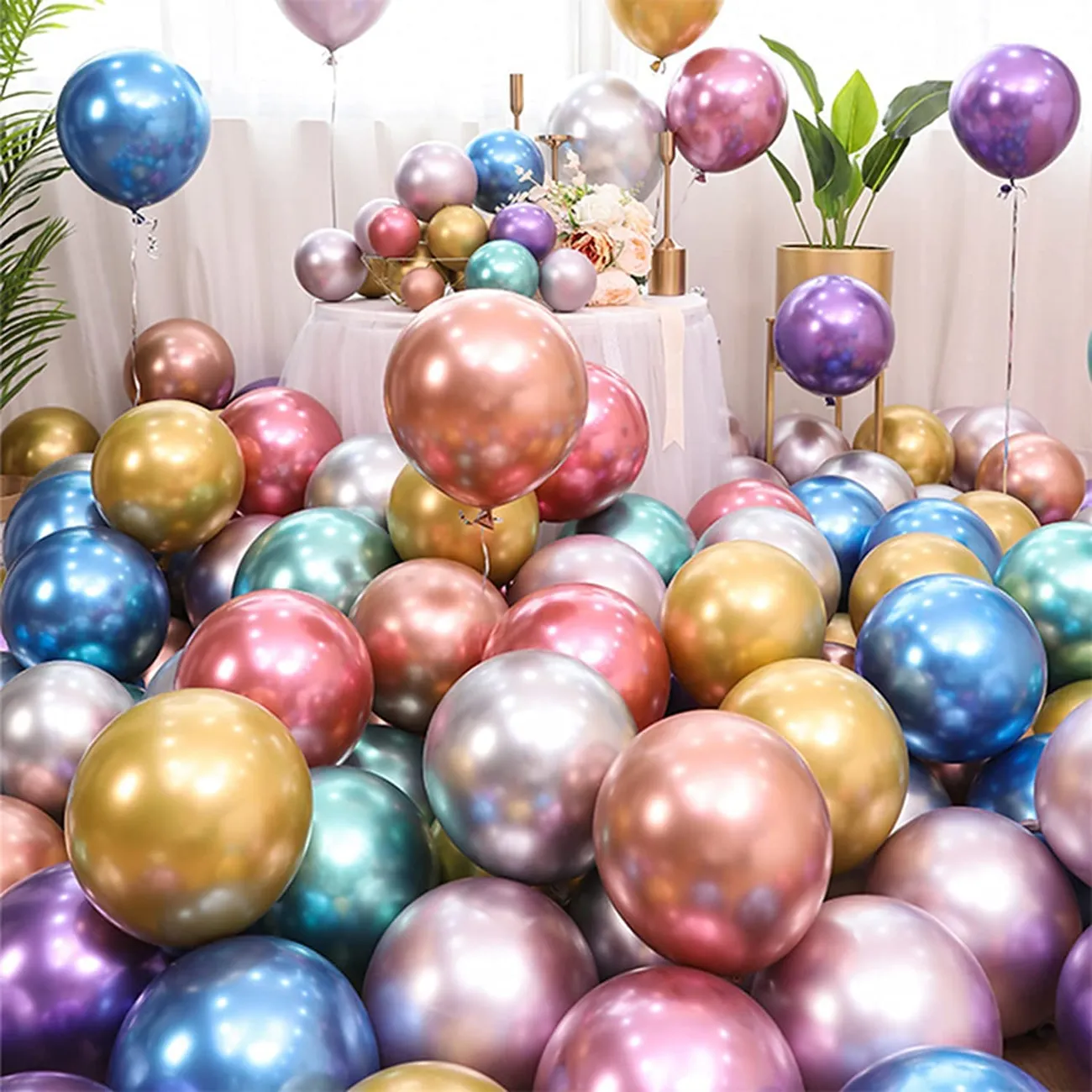 10 件金屬鉻氣球生日、婚禮、畢業季裝飾 彩色 big image 1