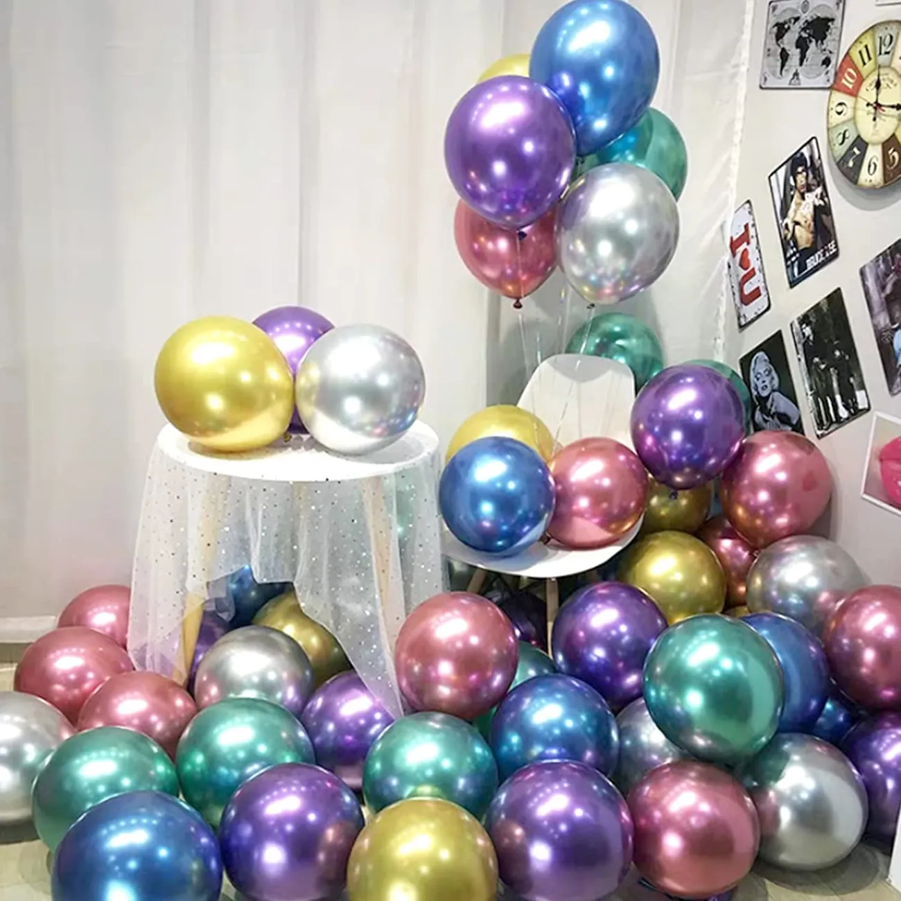 10 globos metálicos cromados para cumpleaños, bodas, decoración de temporada de graduación. Multicolor big image 1