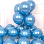 10Pcs Metallic Chrome Balloons Birthday, Wedding, Graduation Season Decoration Blue